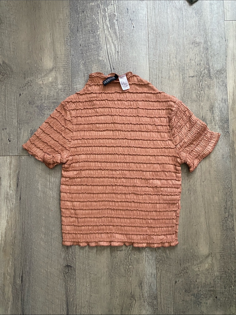 Topshop Peach Ruched Short Sleeve Tee